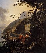Boatmen Moored on the Shore of an Italian Lake